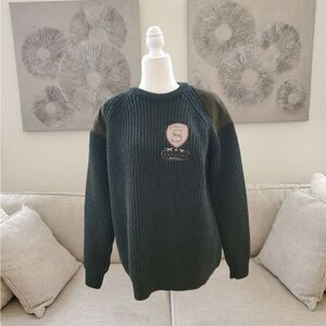 ✨PAUL JAMES✨ NEW Chunky British-Wool Elbow-Patch Ribbed Sweater - [Large, Green]